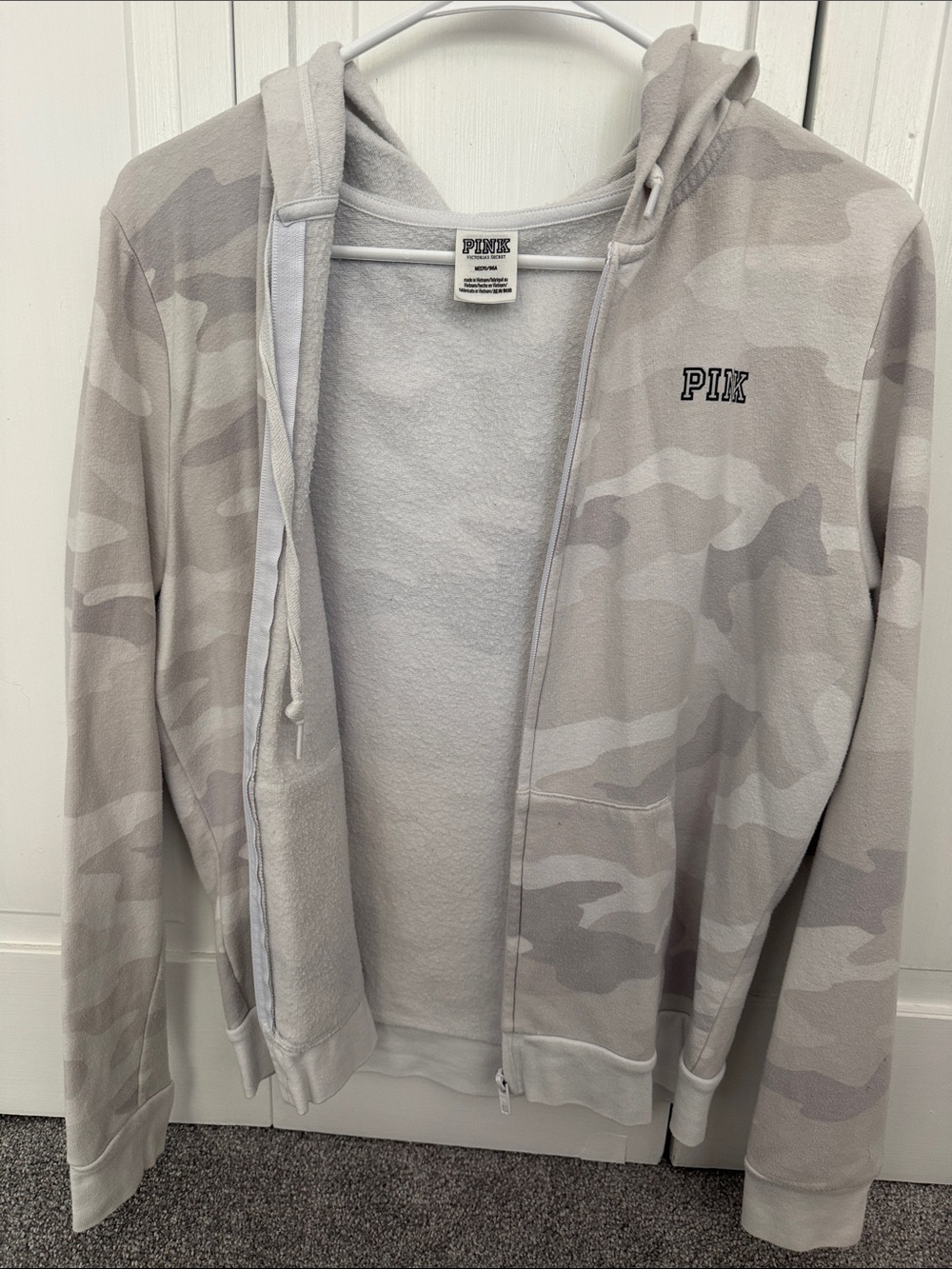 PINK Victoria's Secret Gray Camo Zip-Up Hoodie